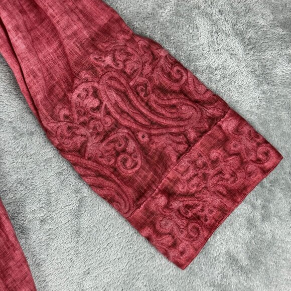 John Mark 100% Linen Embroidered Whimsy Lace Fairy Button up Shirt Cottagecore - Picture 8 of 11